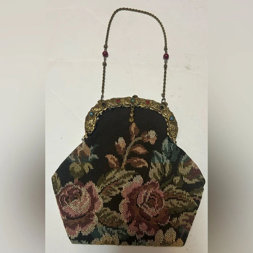 Vintage Floral Clutch with Gold Accents
